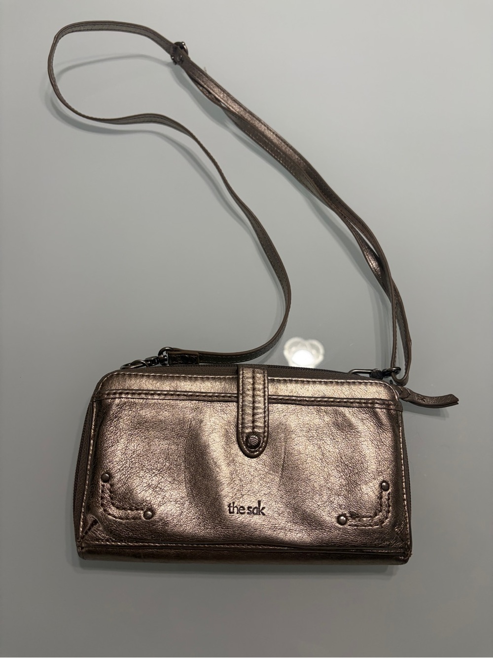 The Sak Metallic Bronze Crossbody Wallet Bag